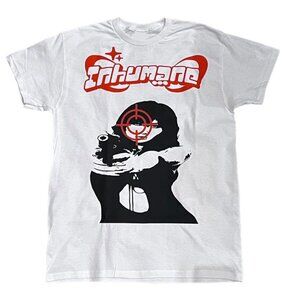 Inhumane Y2K Shooter Graphic Edgy Streetwear Aesthetic Statement Style Tee 159
